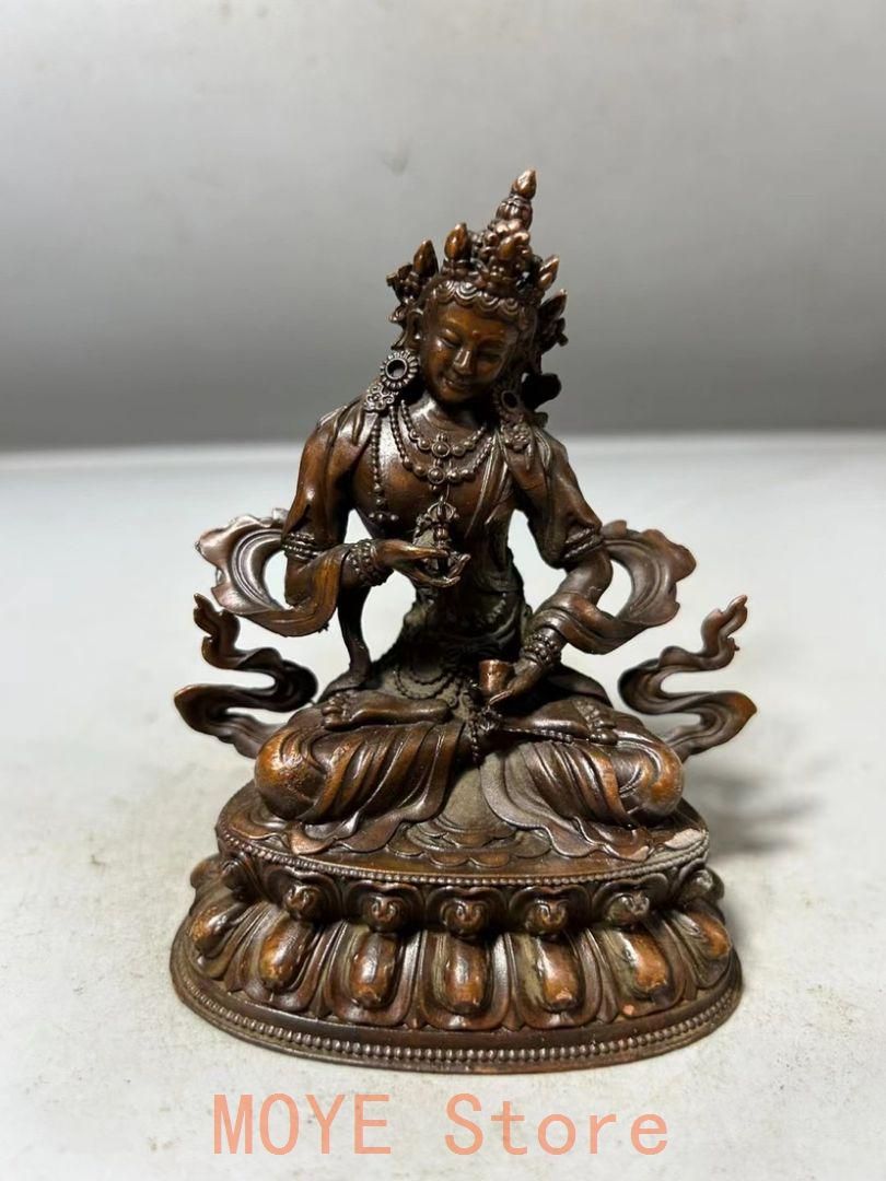 文殊菩薩　銅製　箱付　仏像 彫刻 置物 開運 風水 骨董 古美術 アンティーク 銅製 仏像 阿弥陀仏文殊菩薩仏像 彫刻 置物 開運 風水 - メルカリ