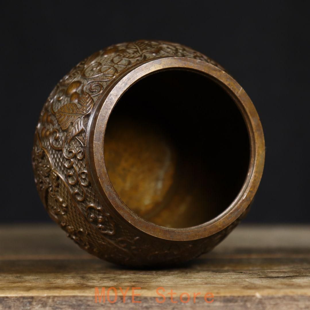 銅 細工 龍鳳茶壺 茶道具 香道具 装飾品 工芸品 ファッション 置物