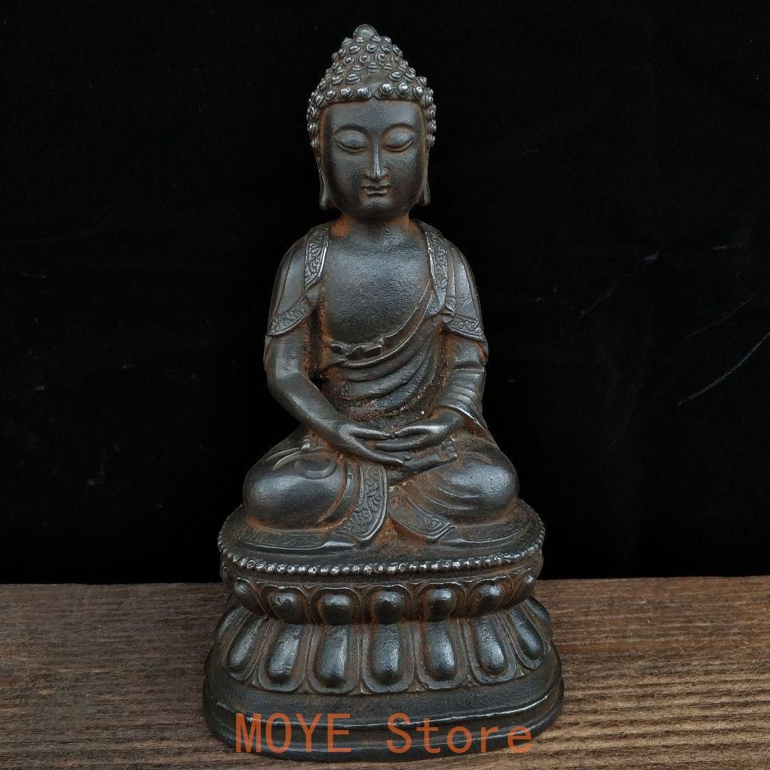 鉄器 仏像 釈迦仏坐像 彫刻 置物 開運 風水 工芸品