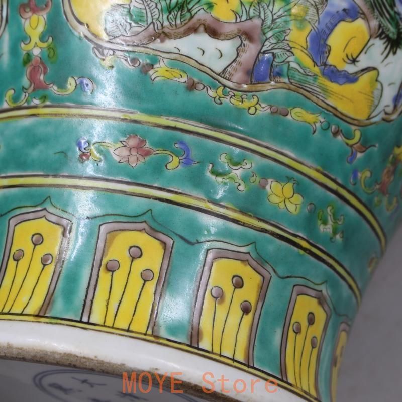 緑地パステル人物松鶴将軍缶 景徳鎮 陶磁器 装飾品 現代工芸品 美術品 置物 緑地パステル人物松鶴将軍缶 景徳鎮 陶磁器 装飾品 現代工芸品 美術品