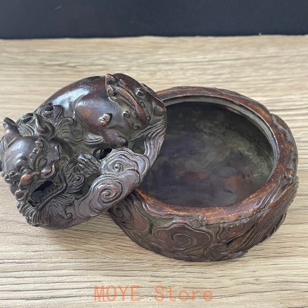 銅器 香炉 祥雲瑞獣文様薫香炉 香道具 茶道薫炉 茶道具 装飾品 工芸品