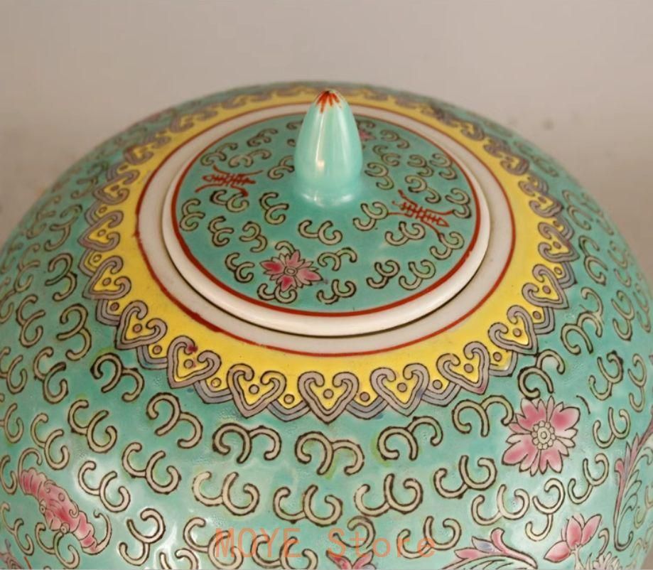 万寿無疆スイカ缶お 茶缶 景徳鎮 陶磁器 装飾品 現代工芸品美術品 置物