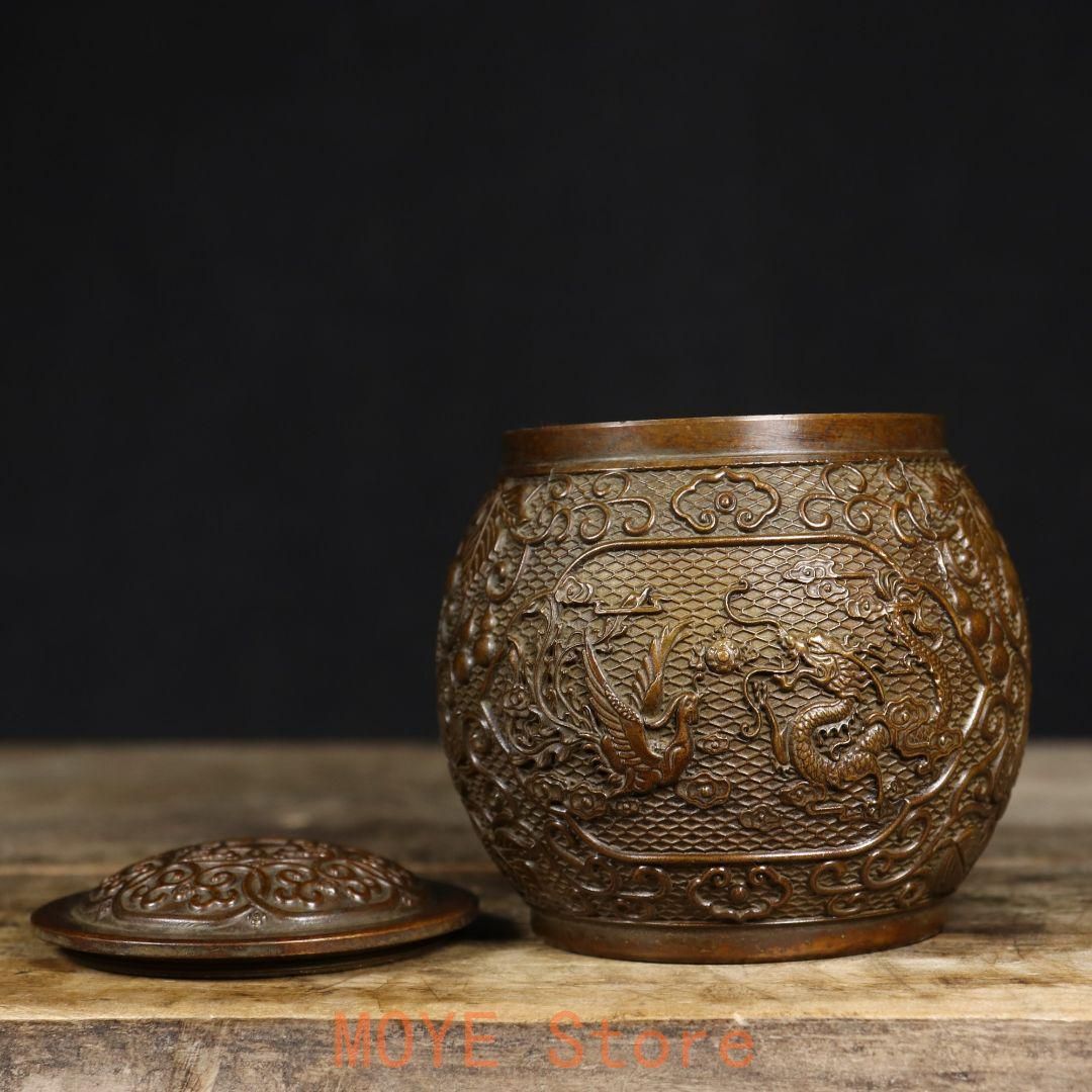 銅 細工 ショップ 龍鳳茶壺 茶道具 香道具 装飾品 工芸品 置物