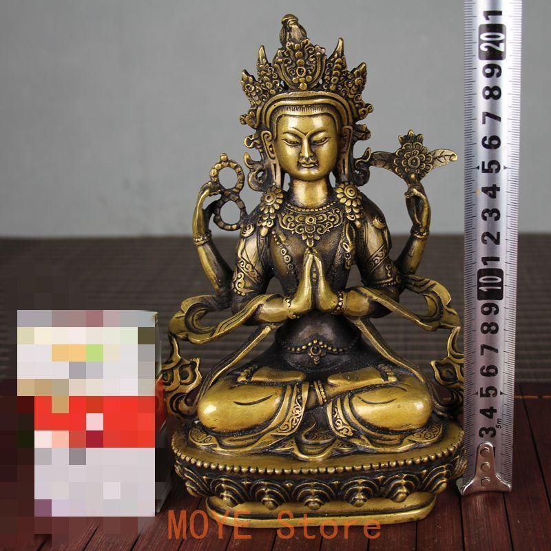 仏教美術 仏像 文殊普賢四臂観音 小仏像 銅製 銅器 - メルカリ