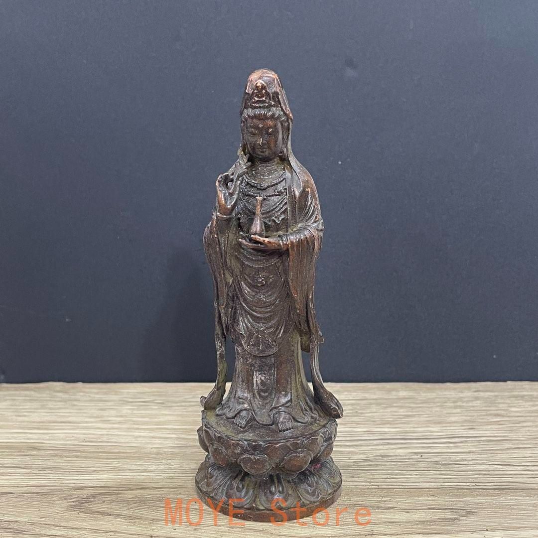 仏教美術 仏像 観世音菩薩像 小仏像 銅製 銅器 仏教美術 仏像 観世音菩薩 小仏像 銅製 銅器 - メルカリ