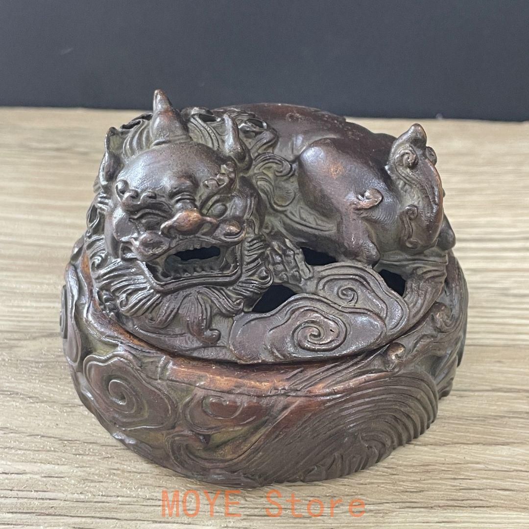 銅器 香炉 祥雲瑞獣文様薫香炉 香道具 茶道薫炉 茶道具 装飾品 工芸品