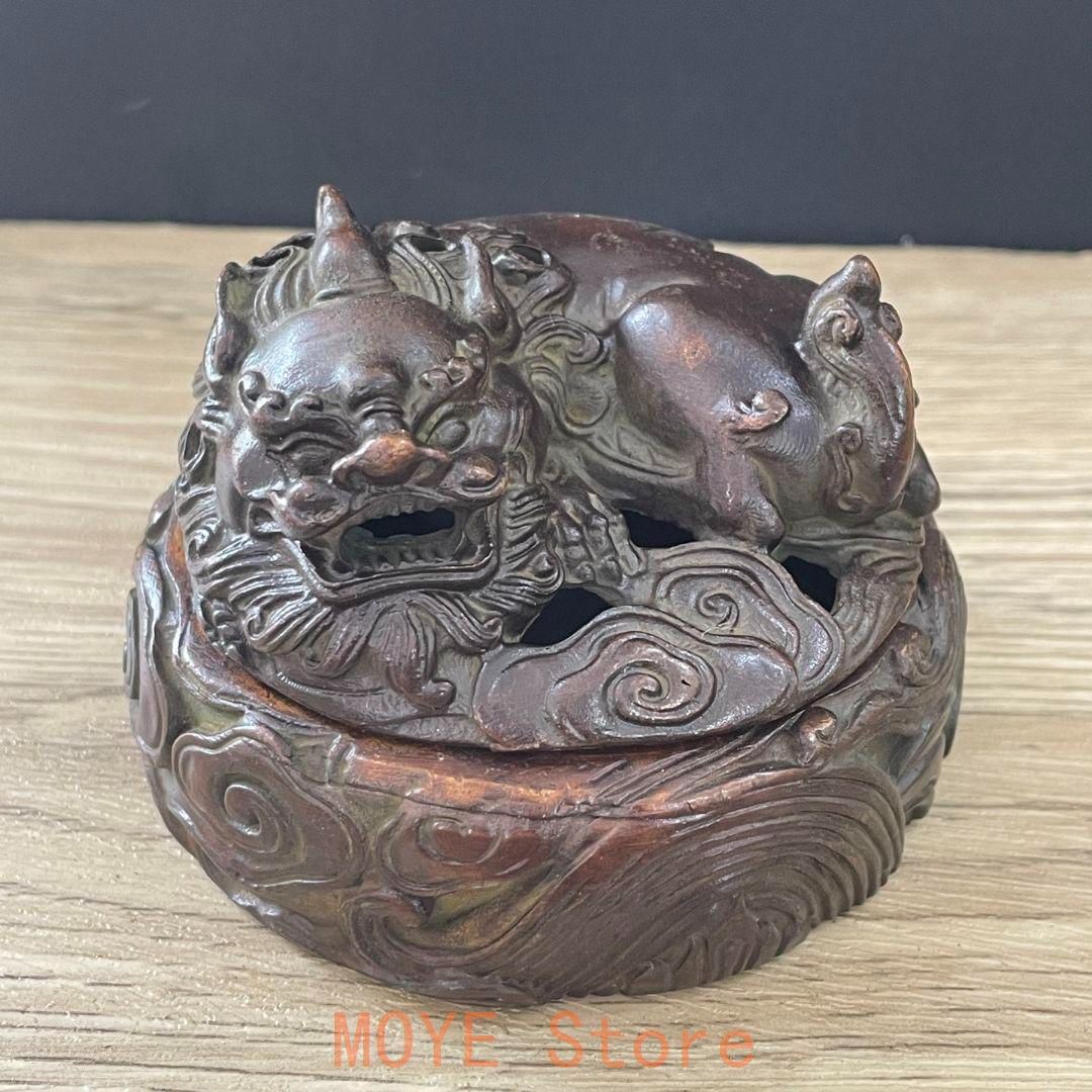 銅器 香炉 祥雲瑞獣文様薫香炉 香道具 茶道薫炉 茶道具 装飾品 工芸品