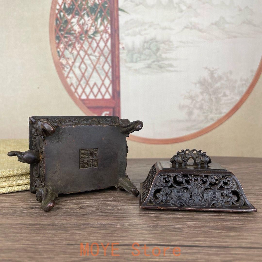 銅製 香炉 四足獣紋薫炉 室内薫炉 茶道具 香道具 装飾品 工芸品 置物