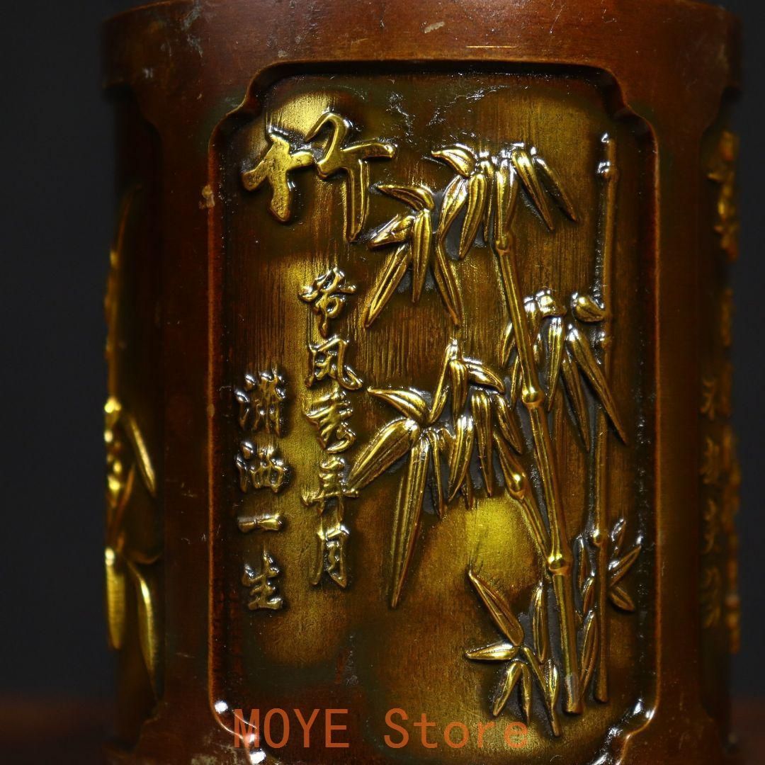 銅製 梅蘭竹菊筆筒 筆置 書道具 文房具 現代工芸品 美術品 置物 - メルカリ