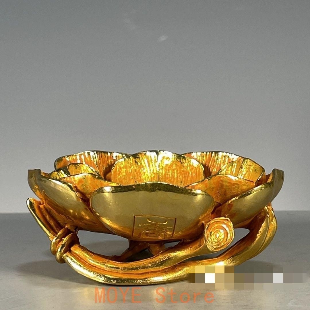 銅器 ?金蓮華蓮葉筆洗 書道具 文房具 装飾品 工芸品 置物 - メルカリ