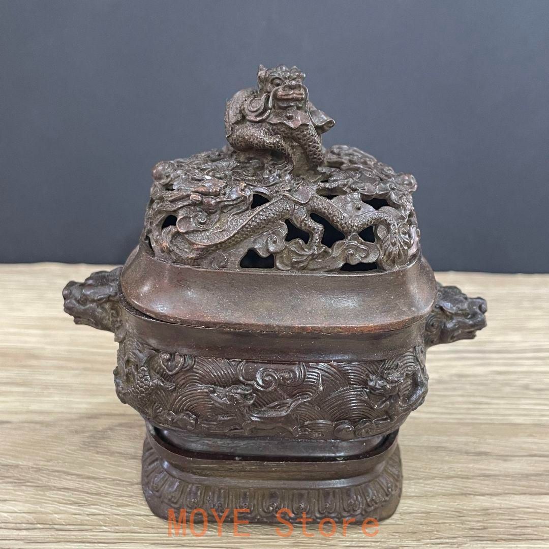 銅製 香炉 九龍宣徳三足香炉 茶道香炉 仏堂香炉 香道具 装飾品 工芸品
