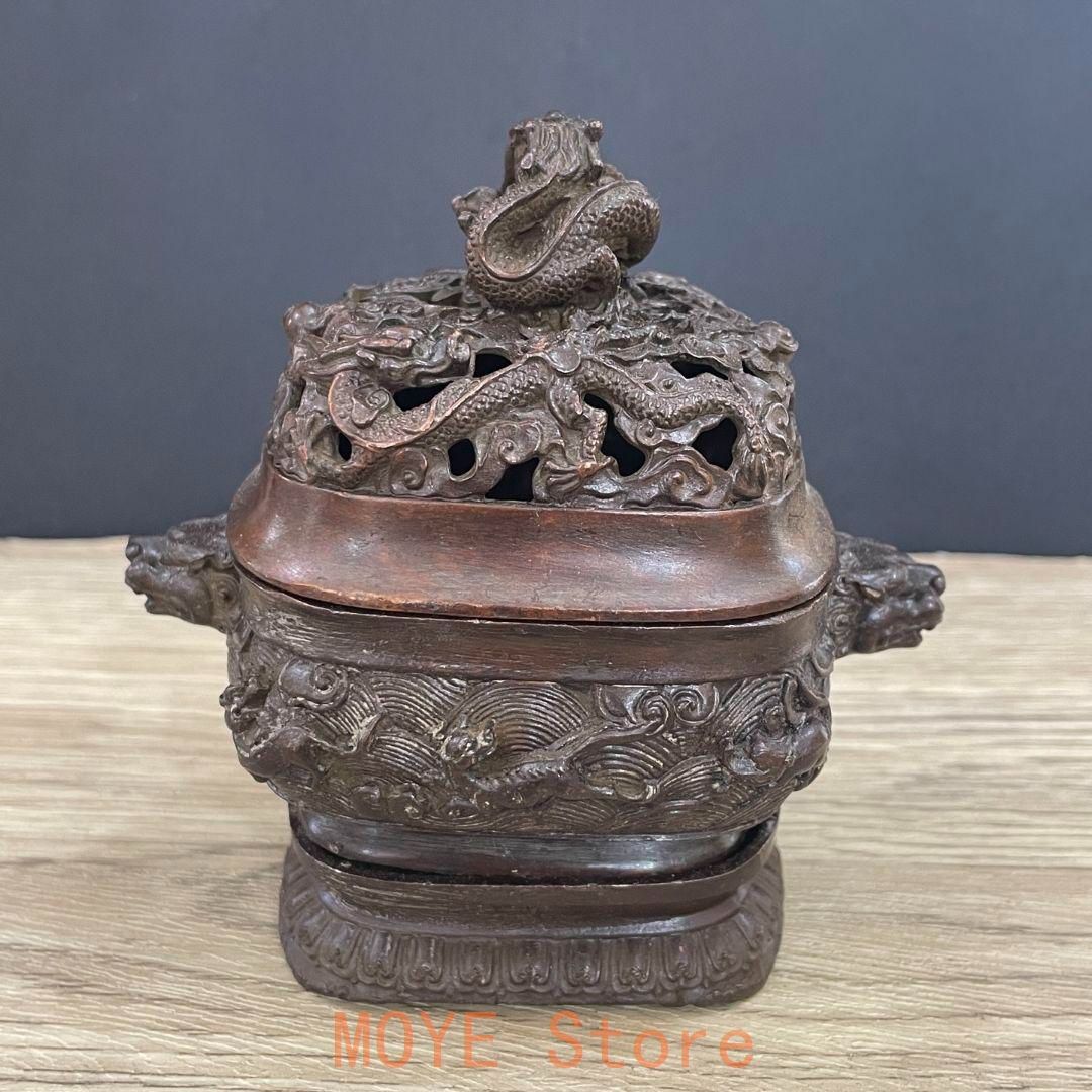 銅製 香炉 九龍宣徳三足香炉 茶道香炉 仏堂香炉 香道具 装飾品 工芸品