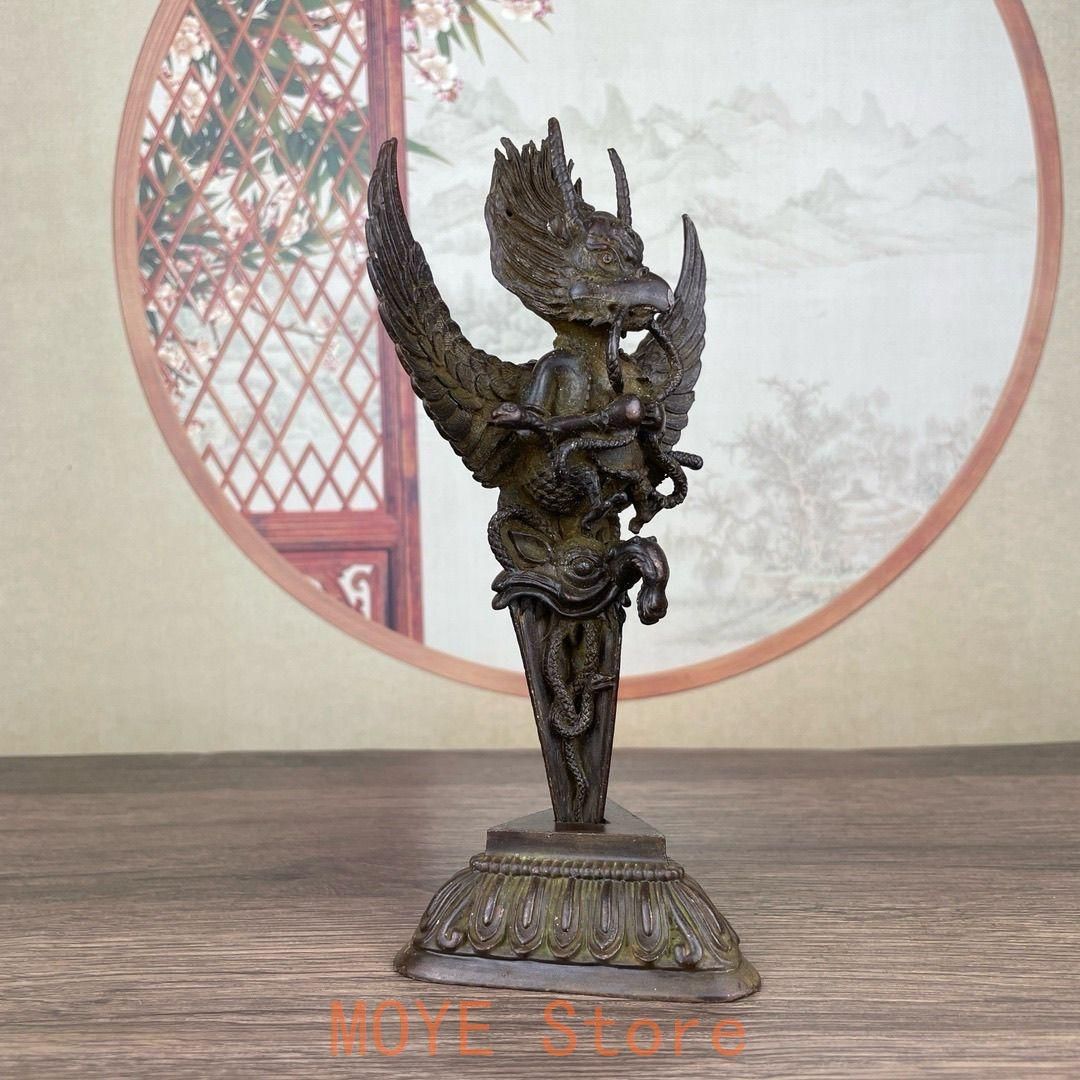 銅器 大鵬金翅鳥智慧迦楼羅鳥金剛杵 鎮宅 辟邪 開運 風水 招財 工芸品