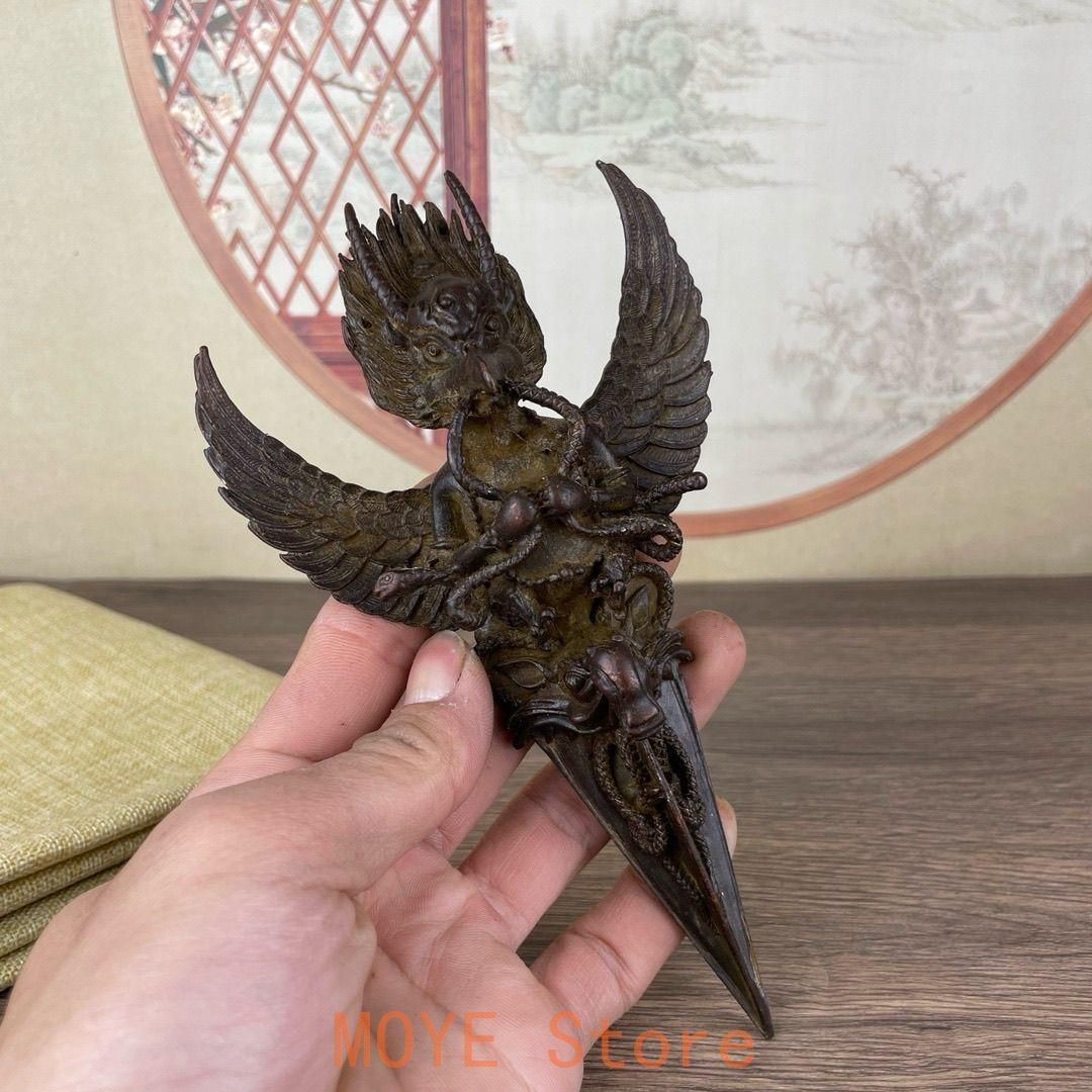 銅器 大鵬金翅鳥智慧迦楼羅鳥金剛杵 鎮宅 辟邪 開運 風水 招財 工芸品