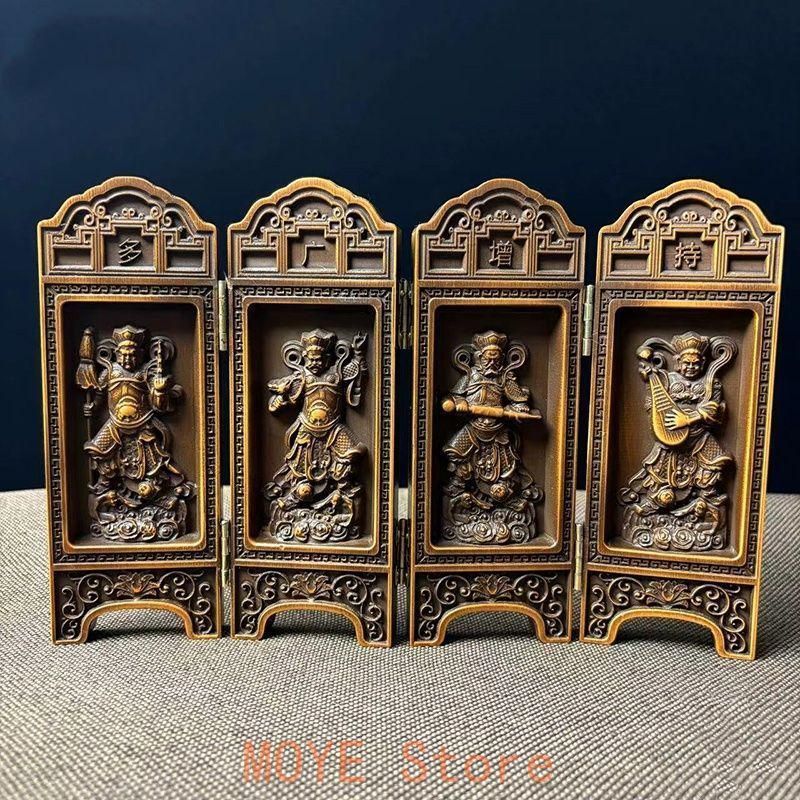 高級天然木彫り 置物 開運 仏像 四天王屏風 風水 置物 - メルカリ