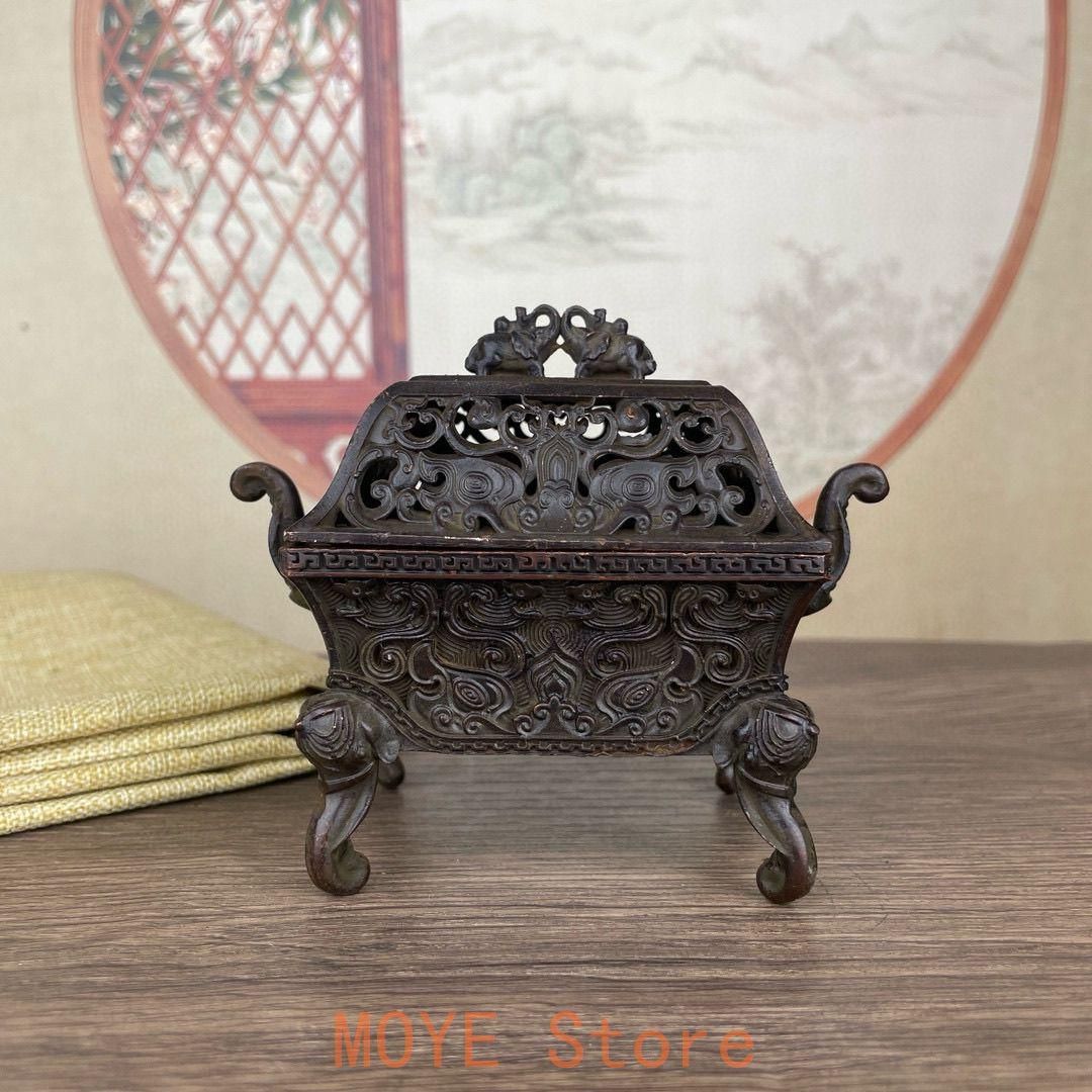 銅製 香炉 四足獣紋薫炉 室内薫炉 茶道具 香道具 装飾品 工芸品 置物