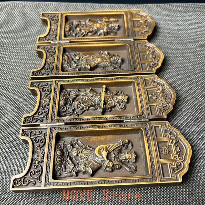 ショップ 高級天然木彫り 置物 開運 仏像 四天王屏風 風水 置物