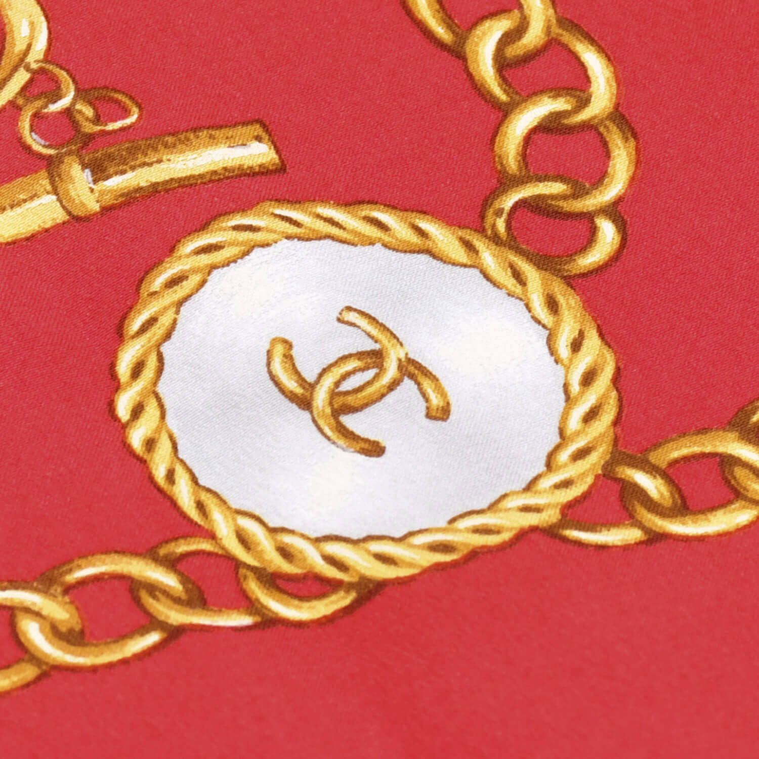 CHANEL シャネル スカーフ バンダナ ココマーク チェーンアクセ柄