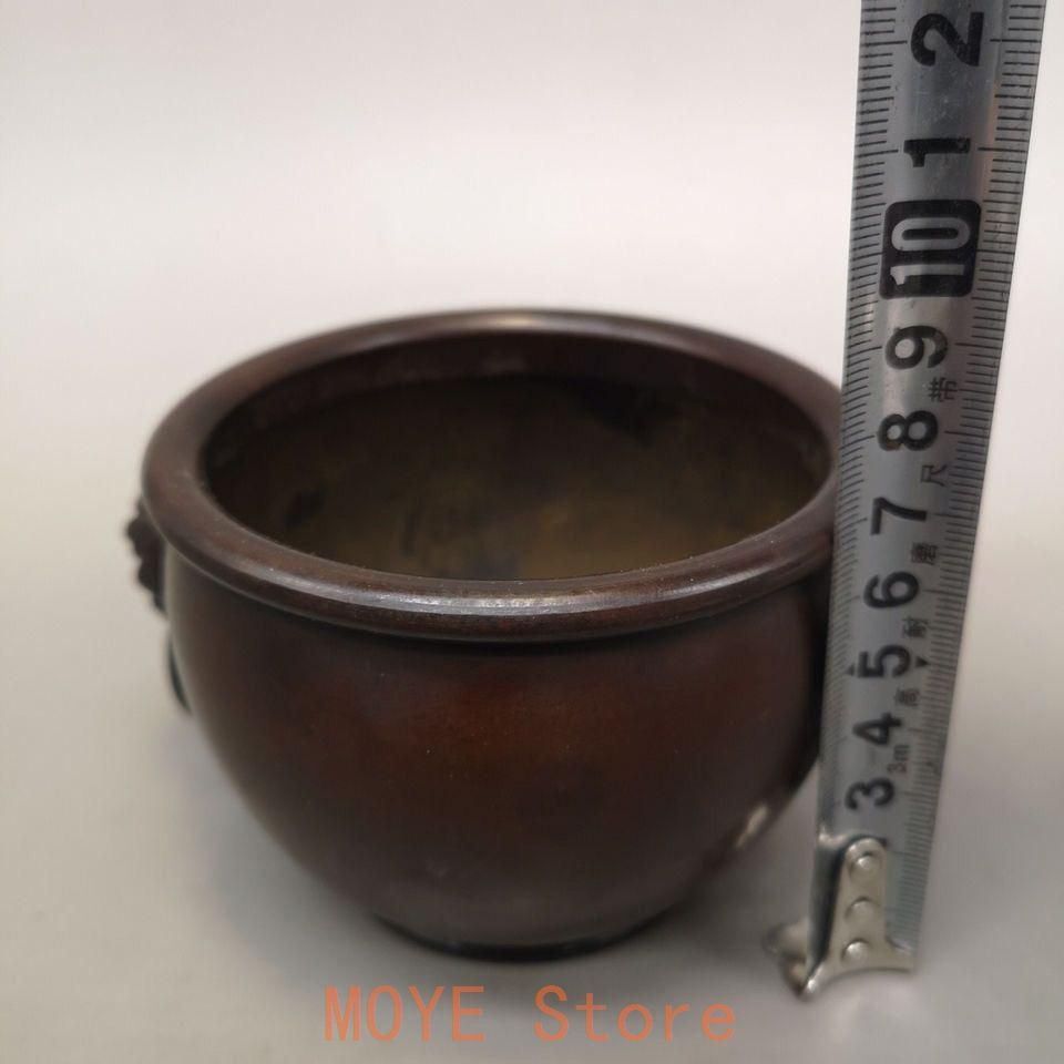 銅器 故宮双獅耳飾壺 香炉 ペン洗い 獅耳招財壺 装飾品 工芸品 置物