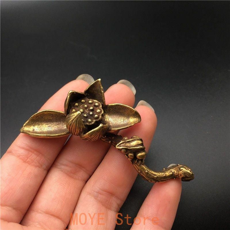 銅 細工 蛙蓮花蓮根禅意筆架 筆棚 書道具 文房具 工芸品 美術品 置物