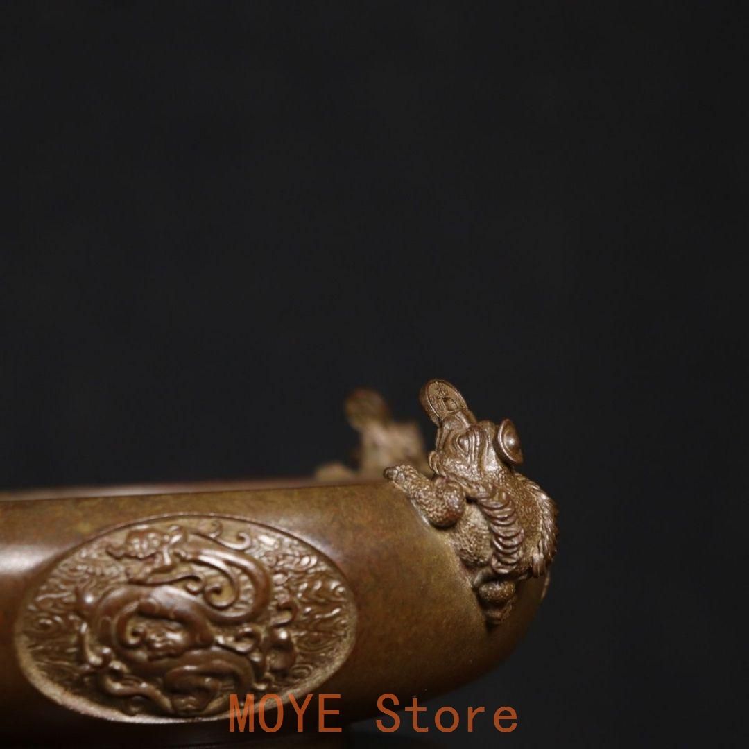 銅器 香炉 四神獣四方来財聚宝盆香炉 仏堂供養炉 装飾品 工芸品 置物