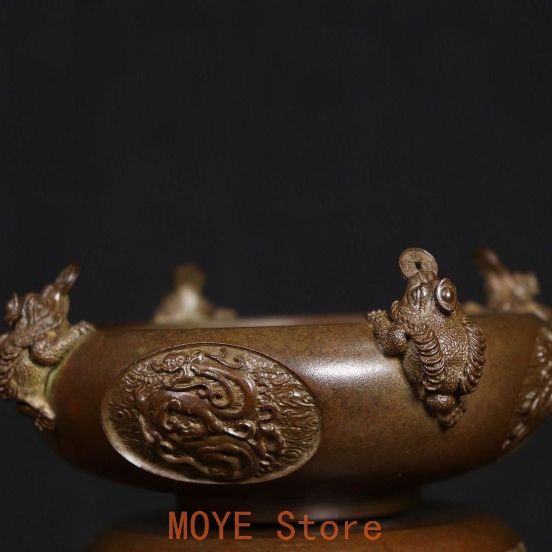銅器 香炉 四神獣四方来財聚宝盆香炉 仏堂供養炉 装飾品 工芸品 置物
