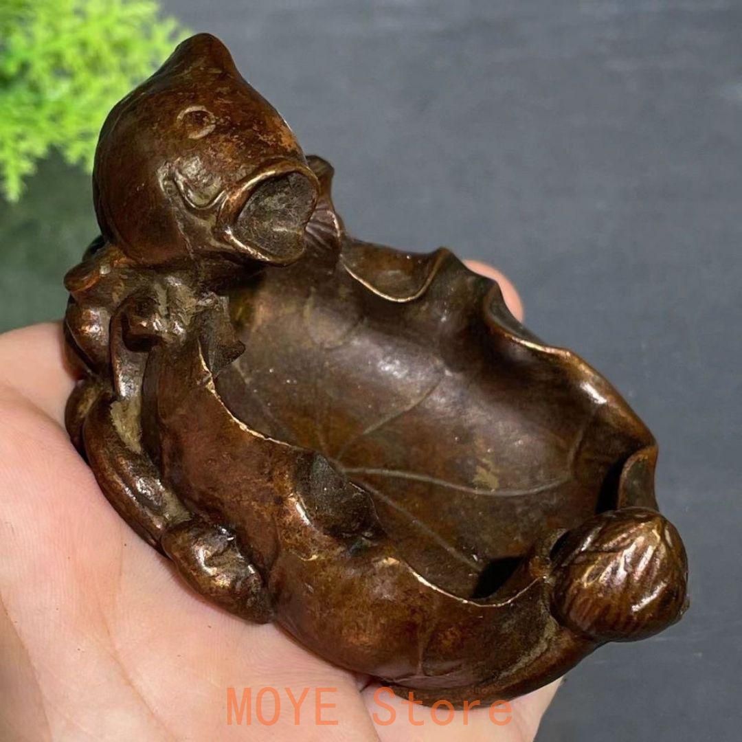 銅製 ハスの葉筆洗 書道具 文房具 灰皿 装飾品 工芸品 置物 - メルカリ