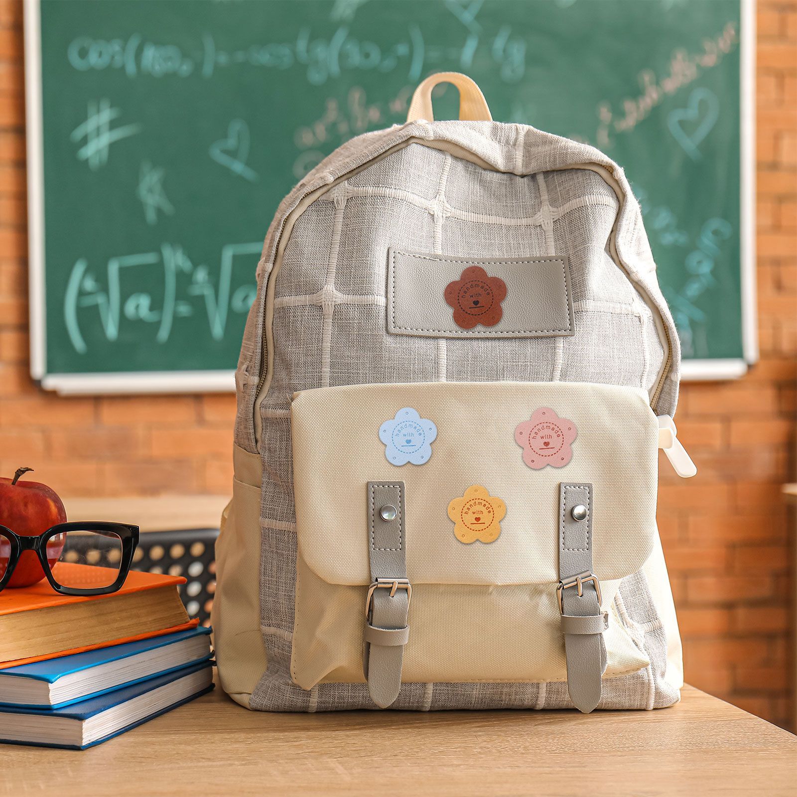 uxcell 20個 手作りレザーラベル 穴付きエンボスタグ付き 花 レザー