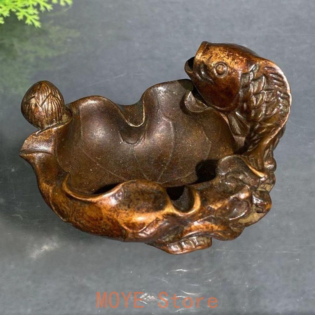 銅製 竜戯珠の灰皿 書道具 文房具 装飾品 工芸品 美術品 銅製 竜戯珠の灰皿 書道具 文房具 装飾品 工芸品 美術品 銅製