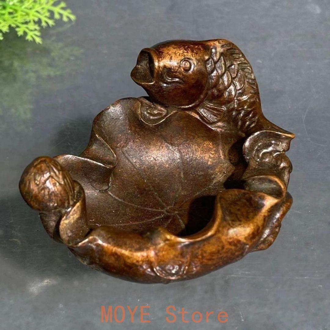 銅製 ハスの葉筆洗 書道具 文房具 灰皿 装飾品 工芸品 置物 - メルカリ