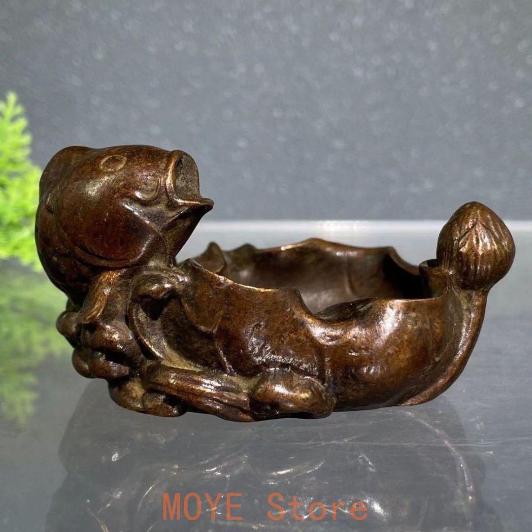 銅細工 蓋付灰皿 筆洗 書道具 文房具 書道具 文房具 銅製 ハスの葉筆洗 書道具 文房具 灰皿 装飾品 工芸品 置物 - メルカリ