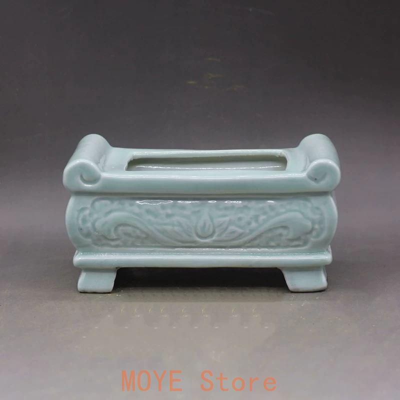 宋汝窯青釉白玉彫刻香炉 景徳鎮 陶磁器 装飾品 現代工芸品 美術品 置物