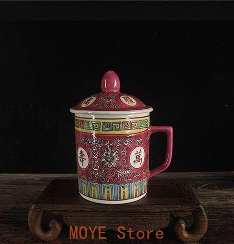 緑地パステル万寿無疆紋賞瓶 景徳鎮 陶磁器 装飾品 現代工芸品 美術品 置物 景徳鎮 粉彩手画緑万寿無疆茶蓋杯ボス杯 事務杯 茶道具 現代工芸品