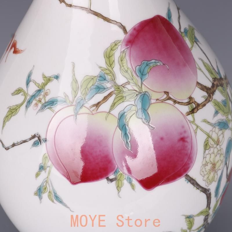 清乾隆粉彩福寿桃紋将軍缶 景徳鎮 陶磁器 装飾品 現代工芸品 美術品 置物 清乾隆粉彩福寿桃紋将軍缶 景徳鎮 陶磁器 装飾品 現代工芸品 美術品