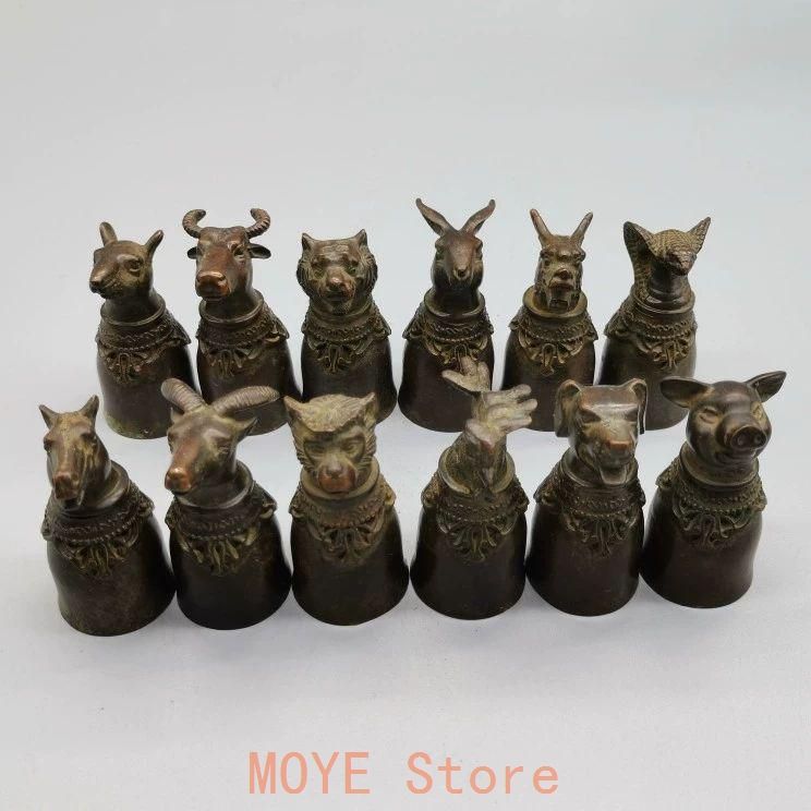 銅 細工 十二支獣首杯 装飾品 現代工芸品 美術品 置物 - メルカリ