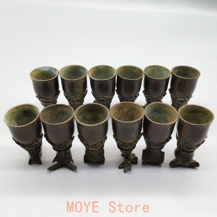 銅 細工 十二支獣首杯 装飾品 現代工芸品 美術品 置物 - メルカリ