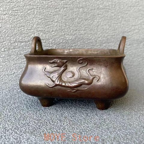 銅器 香炉 四大神獣香炉 両耳薫炉 香道具 茶道具 装飾品 工芸品 置物