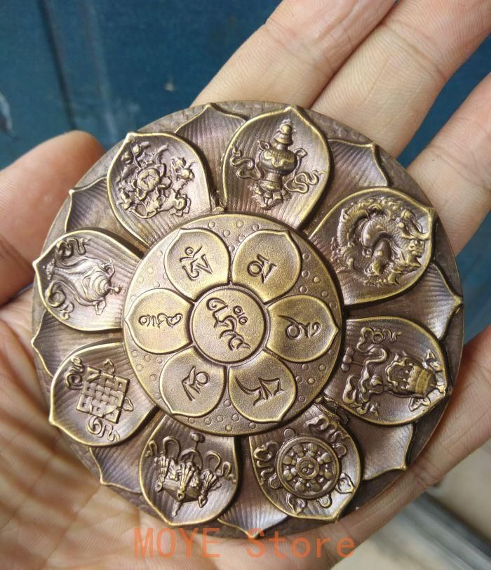 銅器 薬師仏蓮華座 八大法器 仏像仏札 開運 風水 招財 置物 工芸品