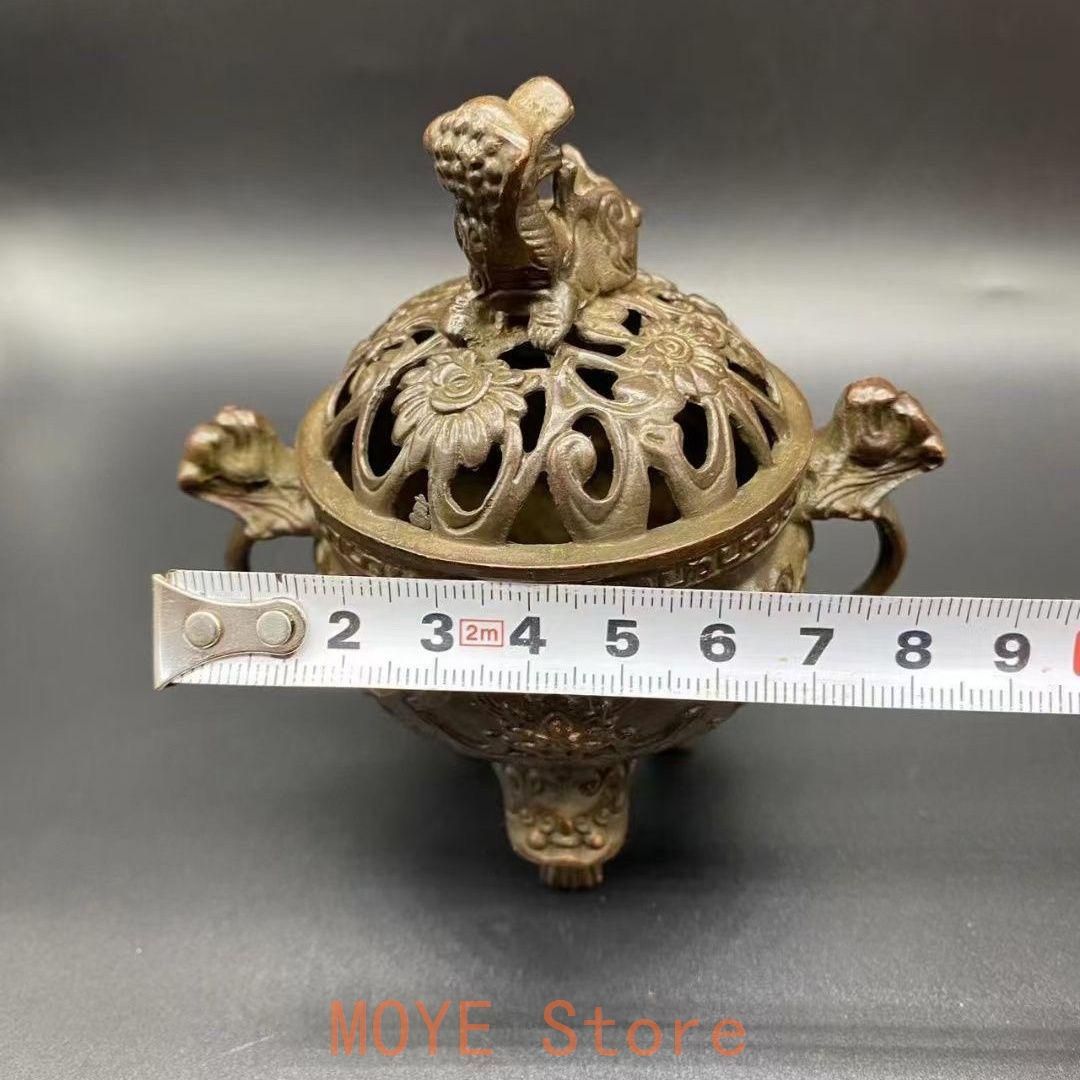 香炉 双耳三足鼎瑞獣獅子薫香炉 銅製品 工芸品 置物 - メルカリ