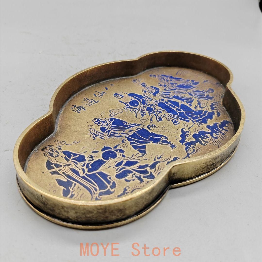 銅製 八仙過海盆 茶盤 乾泡台 茶道具 装飾品 現代工芸品 美術品 置物