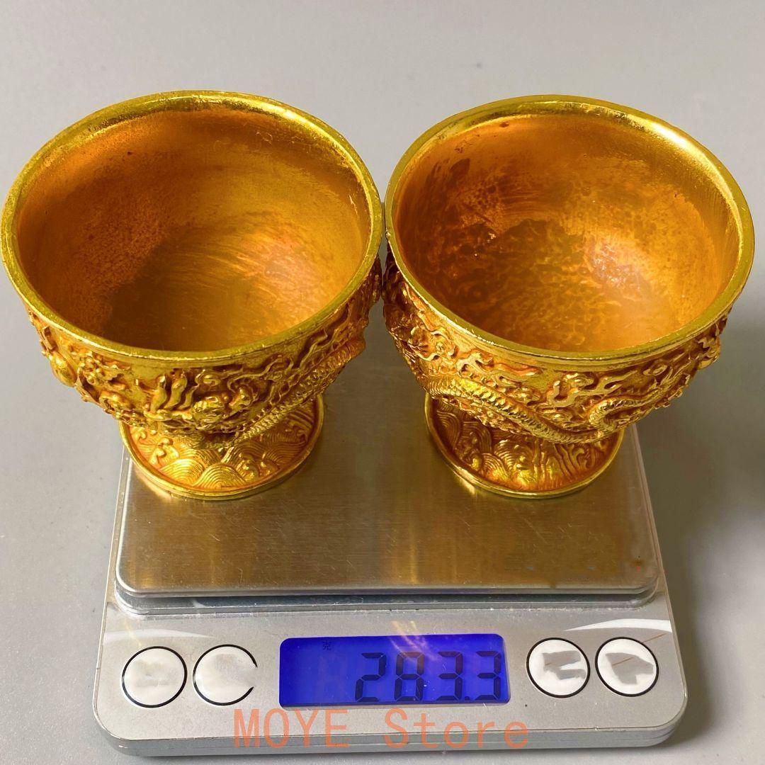 清乾隆双龍戯珠杯 貢杯 竜杯 装飾品 現代工芸品 美術品 置物 - メルカリ