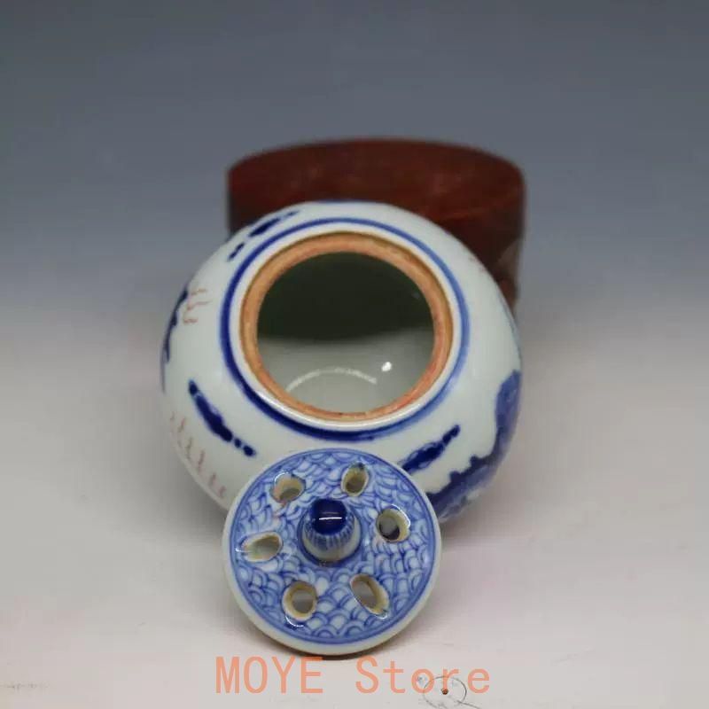 清康熙青花釉里紅竜紋香薫炉 香道具景徳鎮 陶磁器 装飾品現代工芸品