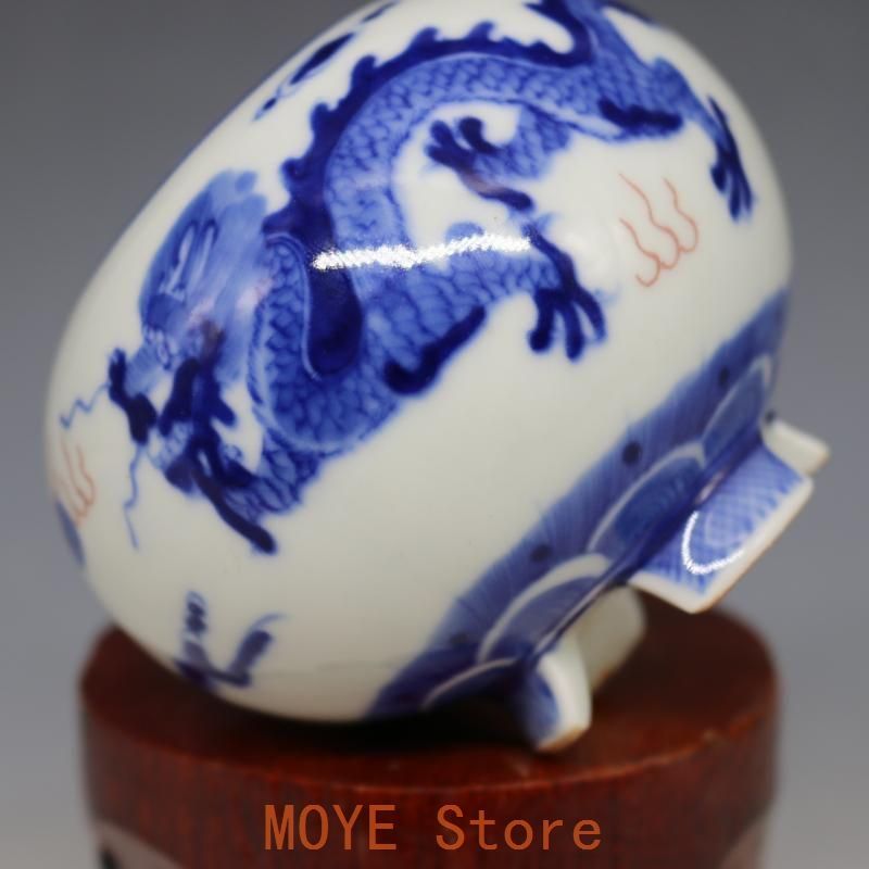 清康熙青花釉里紅竜紋香薫炉 香道具景徳鎮 陶磁器 装飾品現代工芸品