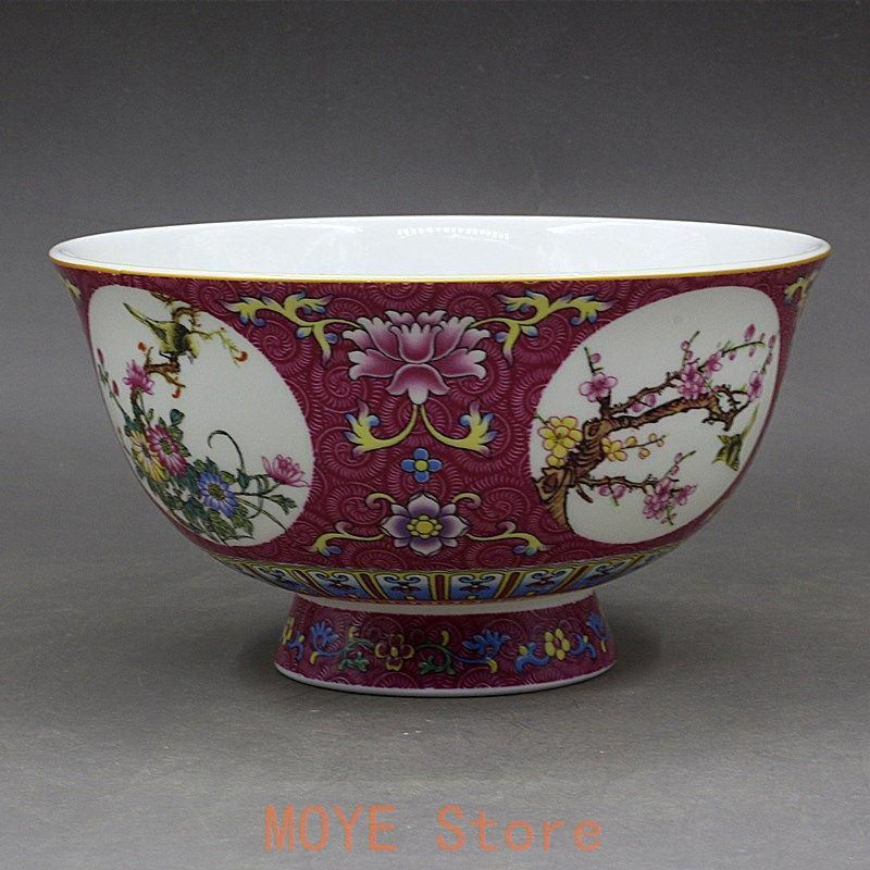 中国古美術 旧藏 清代風 珐琅彩 粉彩 花鳥瓷器 盤 碗 純手描き 飾皿 時代物 清時代 粉彩四季花卉皿 | 正一 古美術