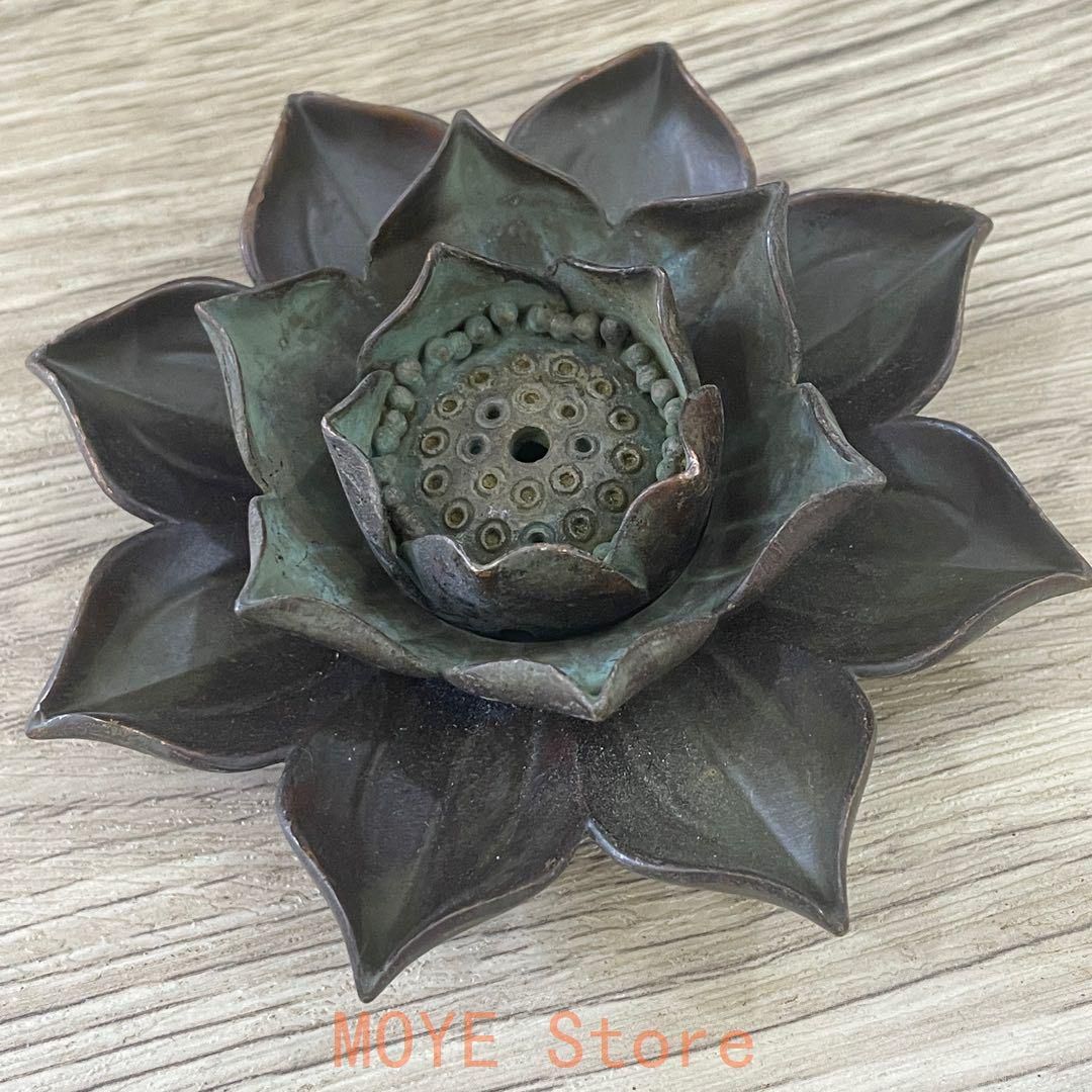 銅器 香炉 蓮花香挿 倒流香 茶台香炉 香道具 装飾品 工芸品 置物