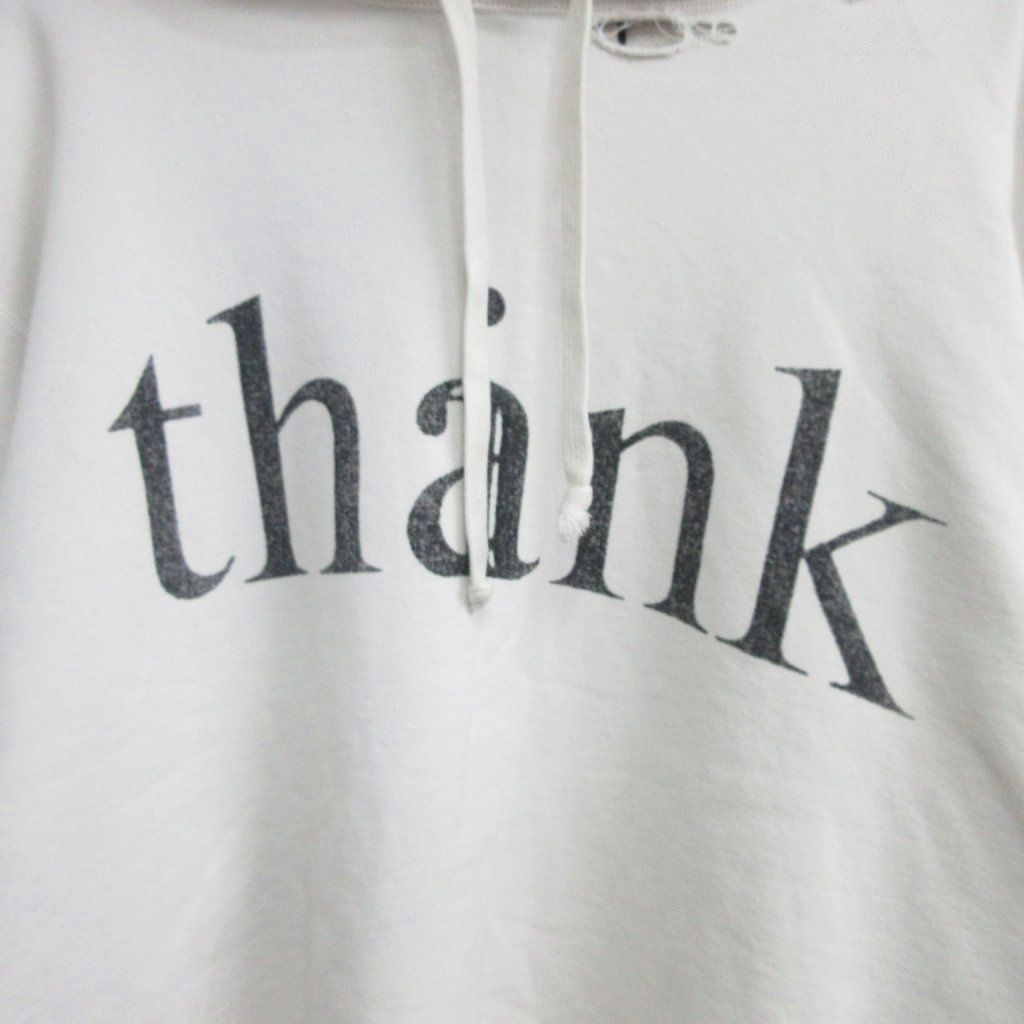 【希少 入手困難】グッチ thank think プリントダメージ加工 パーカー グッチ GUCCI 美品 20AW Think/Thank ヴィンテージ加エ プルオーバー