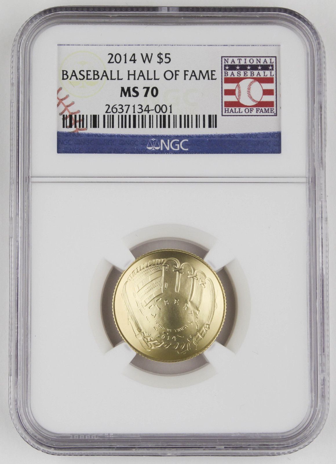 2014年 W 5ドル金貨 野球殿堂未流通コイン NGC MS 70