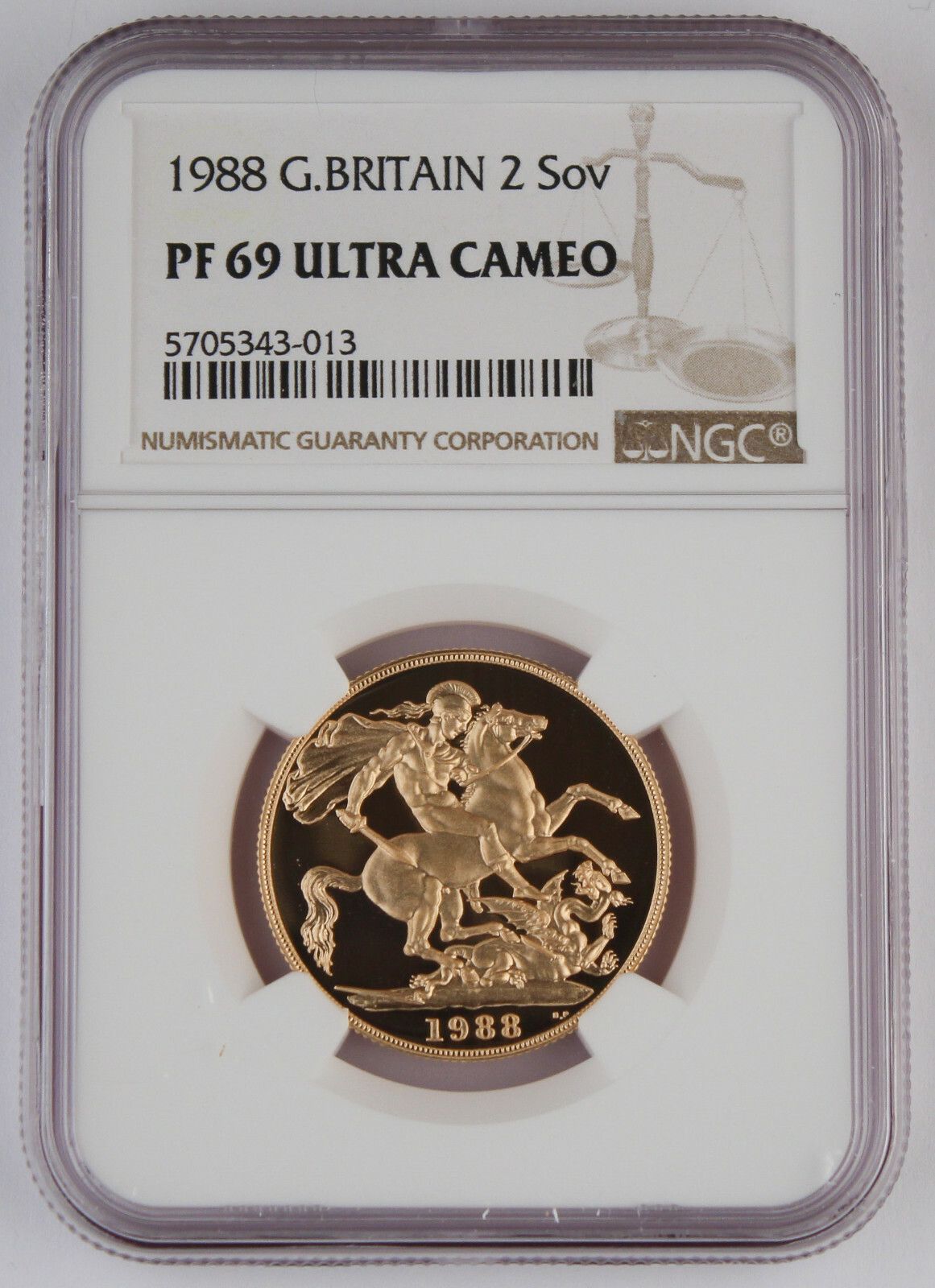 イギリス 1988年 2ポンド/ソブリン 0.47オンス AGW ゴールド プルーフ