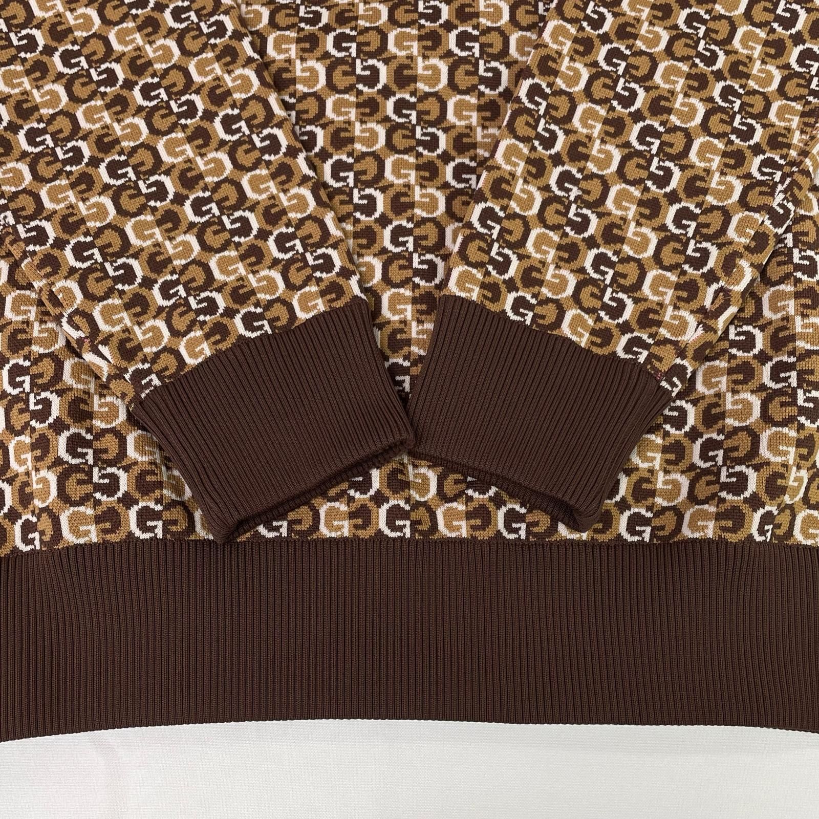 新品 G/FORE ジーフォア セーター ブラウン×白 ロゴ総柄 メンズ 2 新品】G/FORE ジーフォア ニット セーター バイカラー ツートン ゴルフ