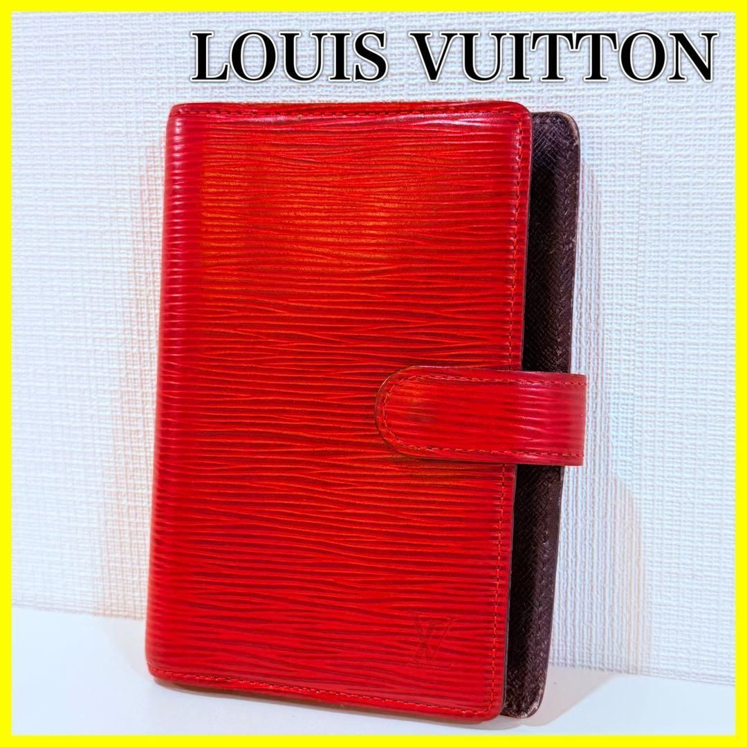 □美品□LOUIS VUITTONルイヴィトン エピレザー 手帳カバー 赤 - メルカリ